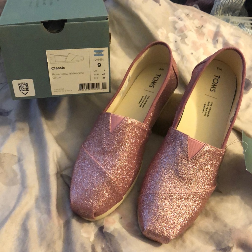 Toms Rose Gold Glitter Classics